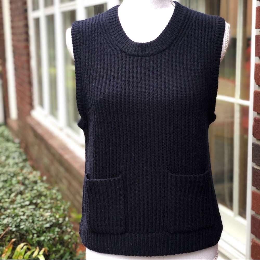 Madewell Wool Navy Blue Pocket Vest